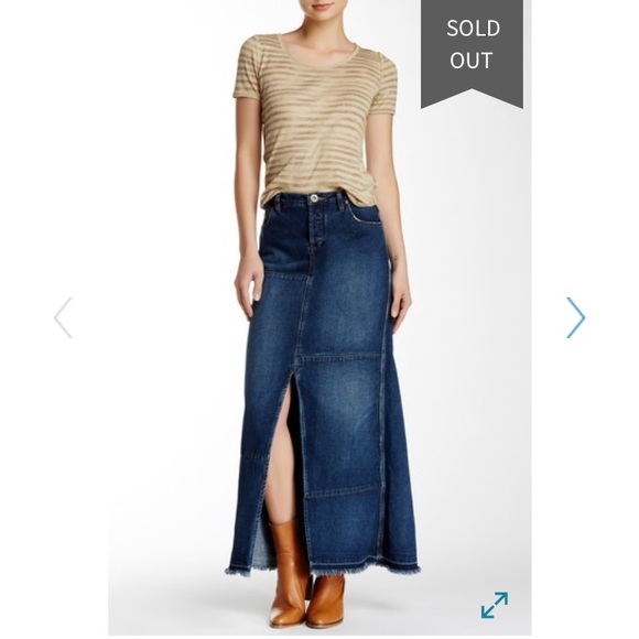 Free People Dresses & Skirts - NWT Free People Patchwork Denim Maxi Skirt size 25